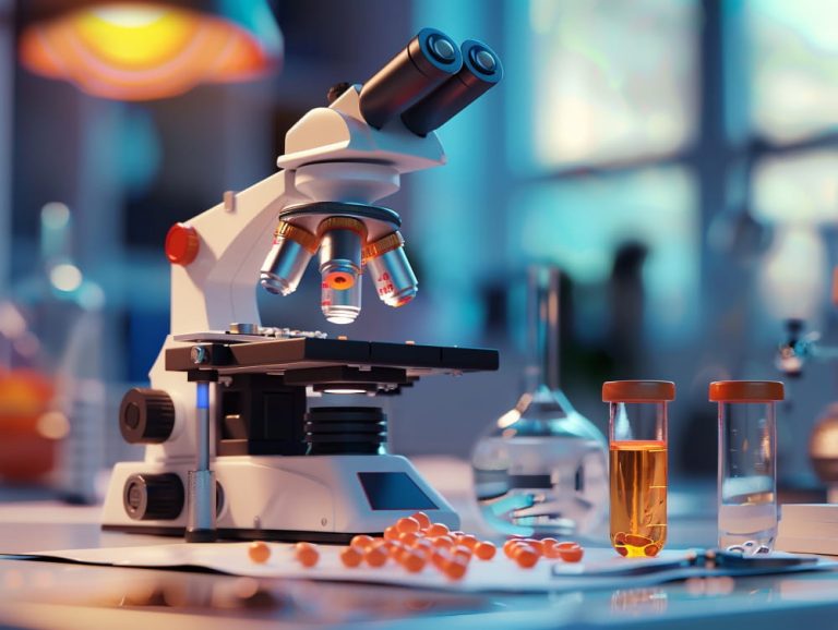 Microscope avec échantillons de laboratoire