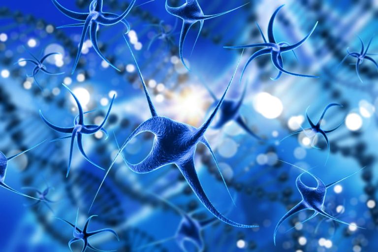 Cellules bleues sur fond abstrait